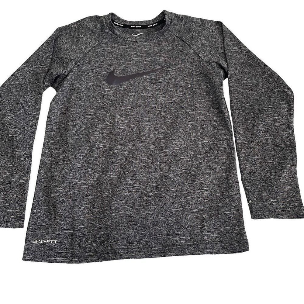 NWOT! Nike Swim Heather Gray UPF 40+ Dri-Fit Long Sleeve Shirt - Youth M